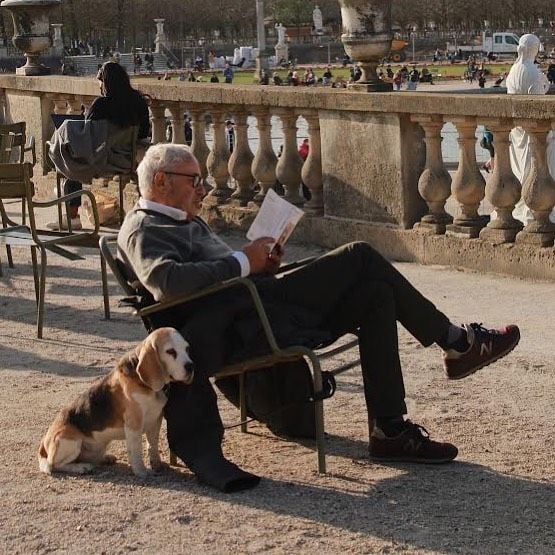 man reading outdoors