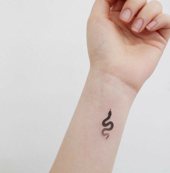 serpiente ;15 Tatuajes miniatura que te harán suspirar con su belleza