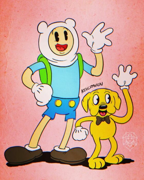 finn and jake in rubber hose