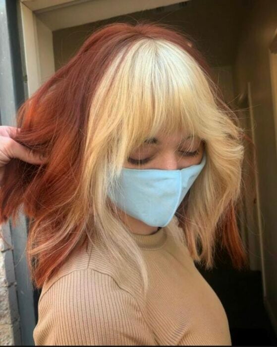blonde fringe with copper hair