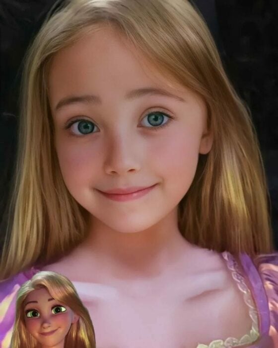 Rapunzel ;Así se verían las princesas de Disney si fueran niñas de verdad