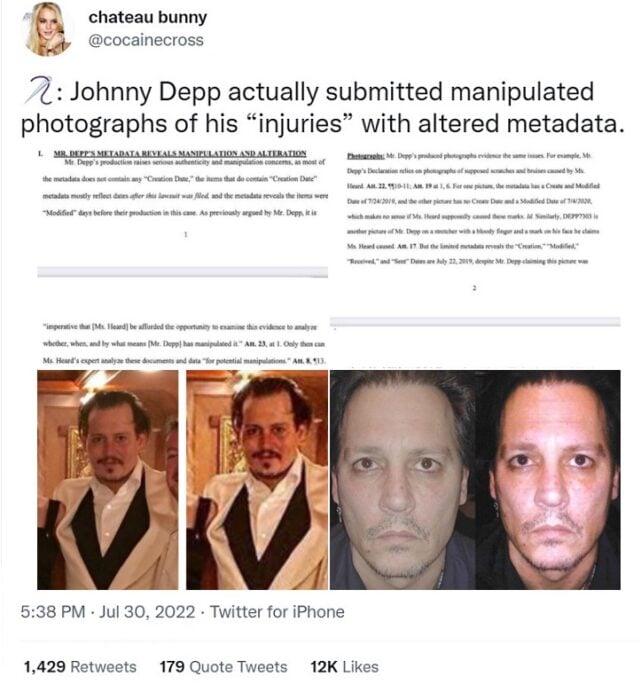 Tuit de documentos filtrados de Johnny Depp