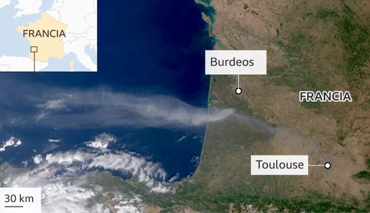 El monstruoso incendio forestal que está asolando el suroeste de Francia (1)