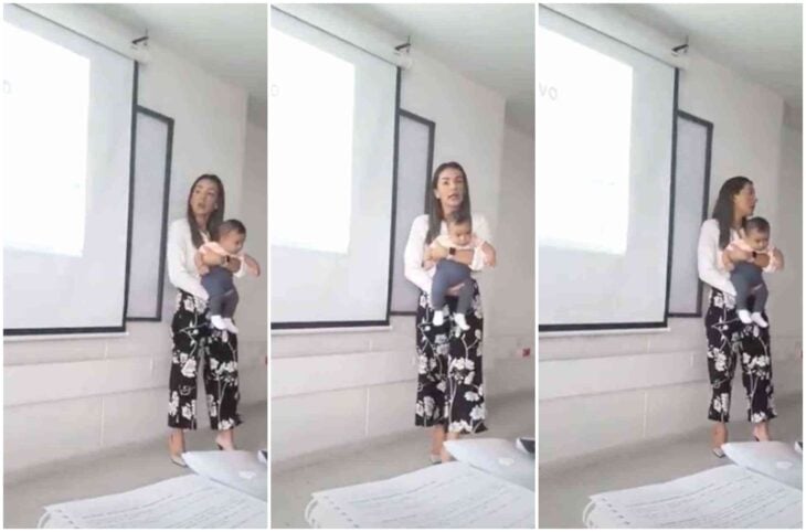 Maestra universitaria cuidó al bebé de su alumna para que pudiera oír la clase