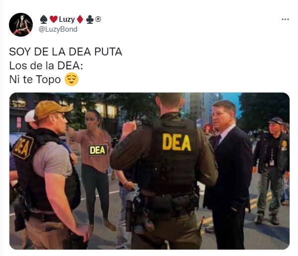 Lady DEA meme surrounded by uniformed personnel 