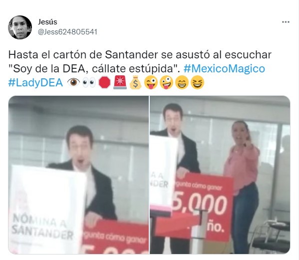 meme de Lady DEA asustando al cartel del banco Santander 