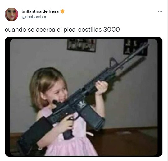 meme de una niña con un rifle por si alguien le quiere picar las costillas 