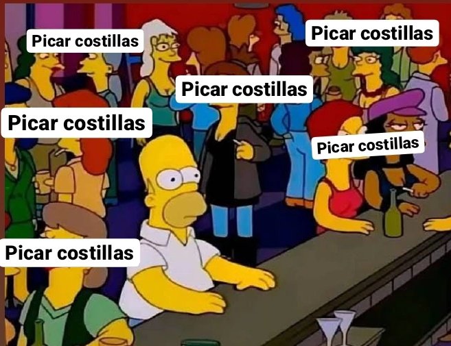 meme del piquete de costillas en Face con la imagen de Homero en la cantina de Moe