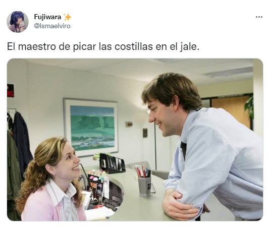 imagen de una escena de la serie The Office con el meme del piquete de costillas 