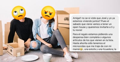 Pareja hizo un “open house” para pedir ¡desde secadora hasta TV!; exhibieron su descaro