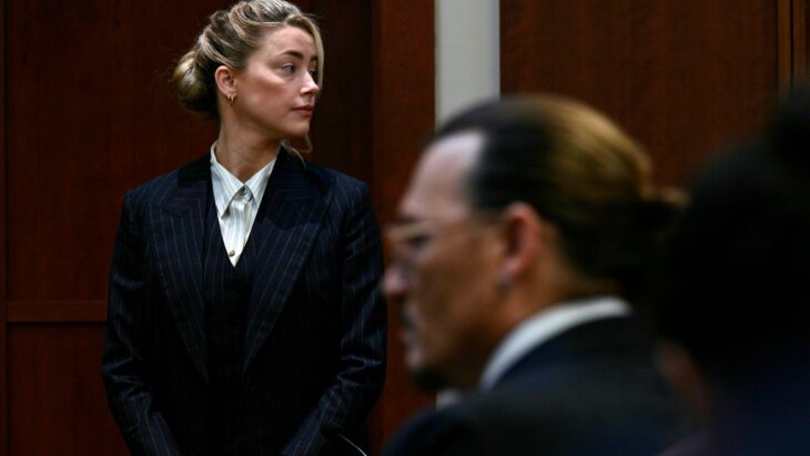 Amber Heard and Johnny Depp at the libel trial 