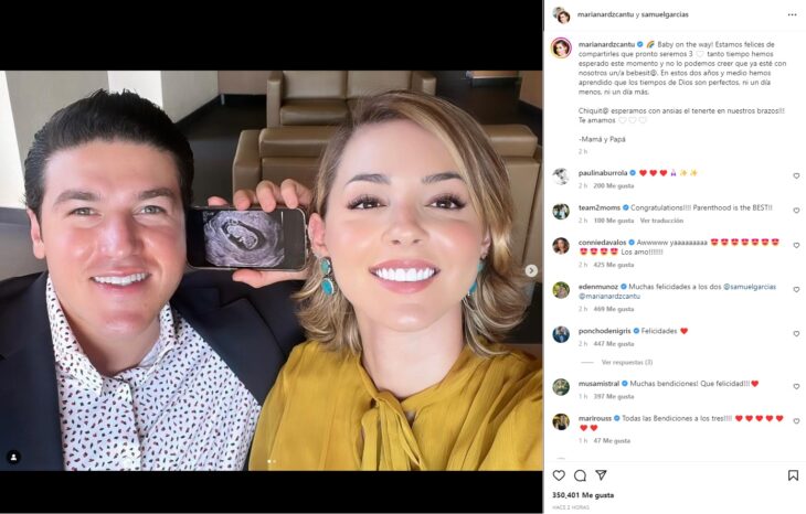 Samuel García y Mariana Rodríguez anuncian que serán papás