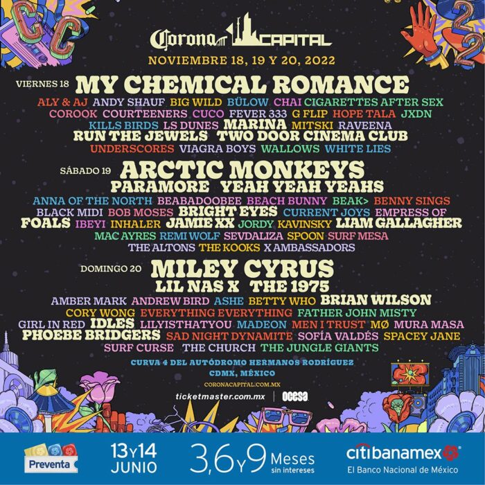 Cartel de artistas para el Corona Capital 2022