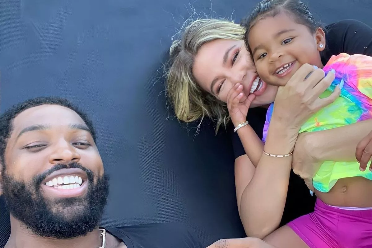 Tristan Thompson with Khloe Kardashian and their daughter 