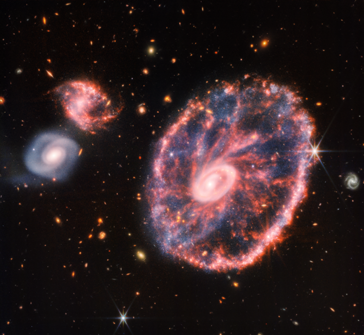 Galaxia Rueda de Carro captada por el telescopio James Webb