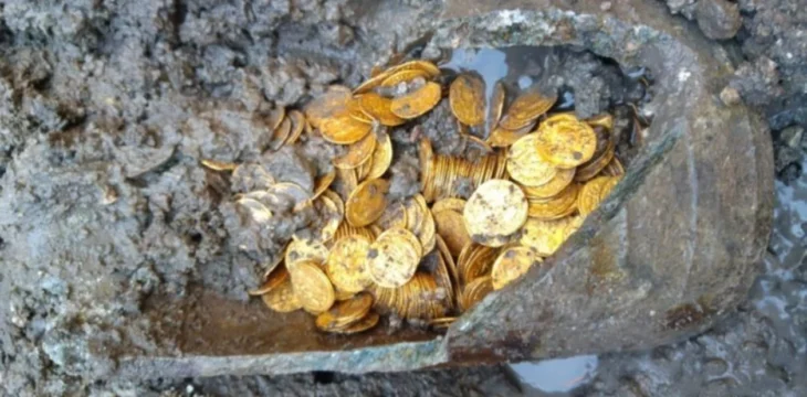Lucky!  They find treasure of gold coins while remodeling their house