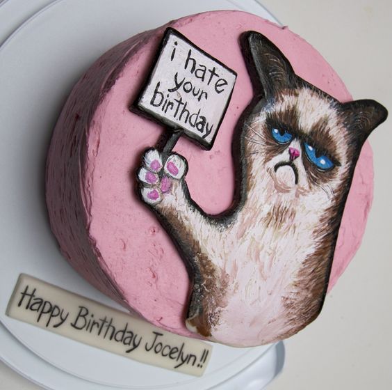 pastel gato enojado