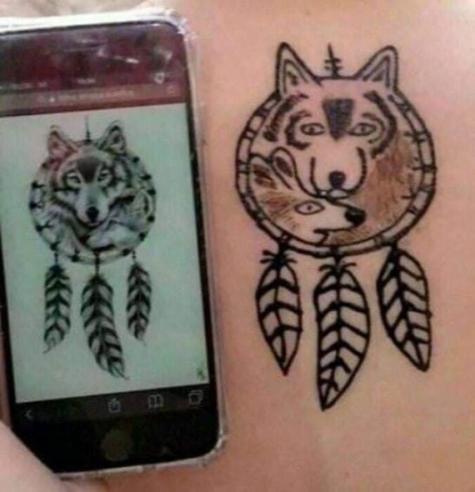 tatoo atrapa sueños lobo