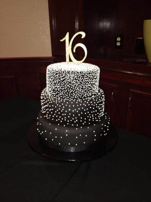 black cake with sparkles 