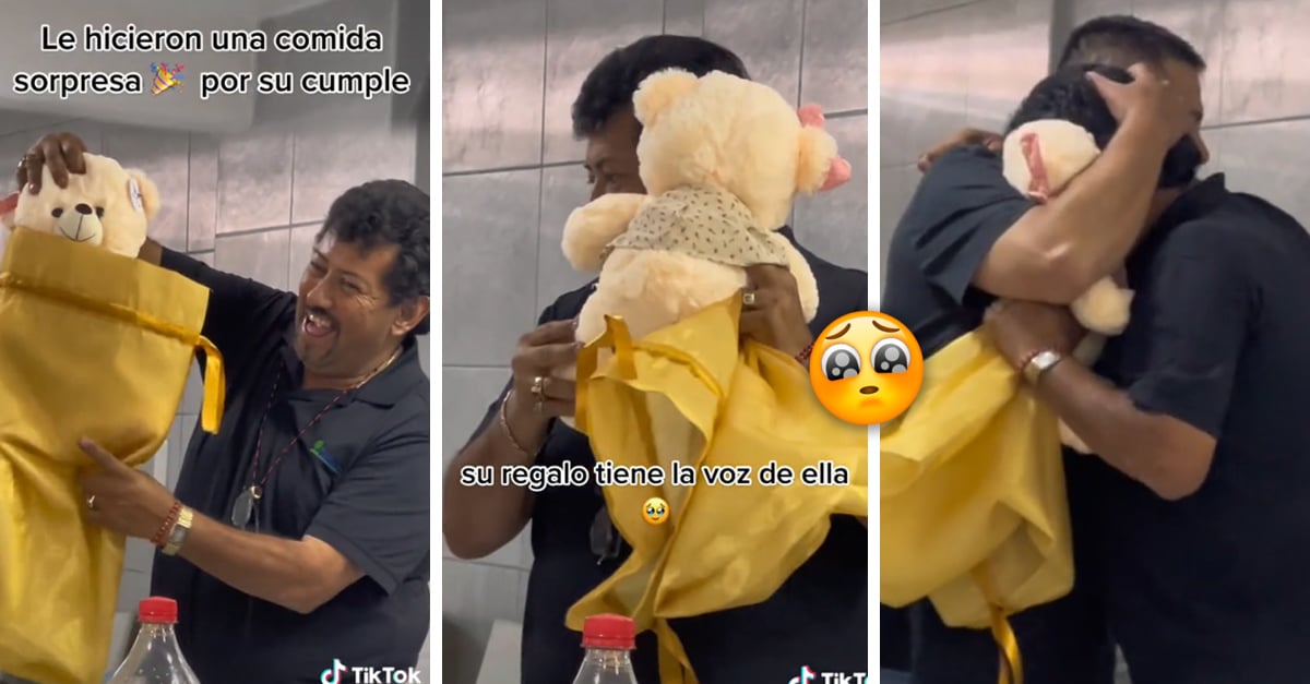 Man breaks down in tears after receiving a teddy bear with the voice of his deceased wife