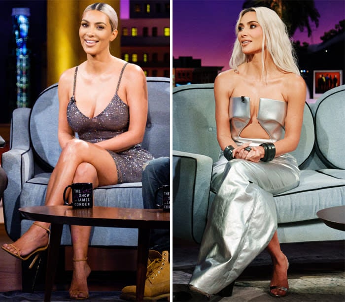 comparative image of Kim Kardashian in the program of The Late Late