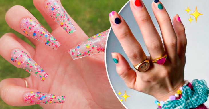 Uñas confeti la tendencia en manicura para el otoño 2022