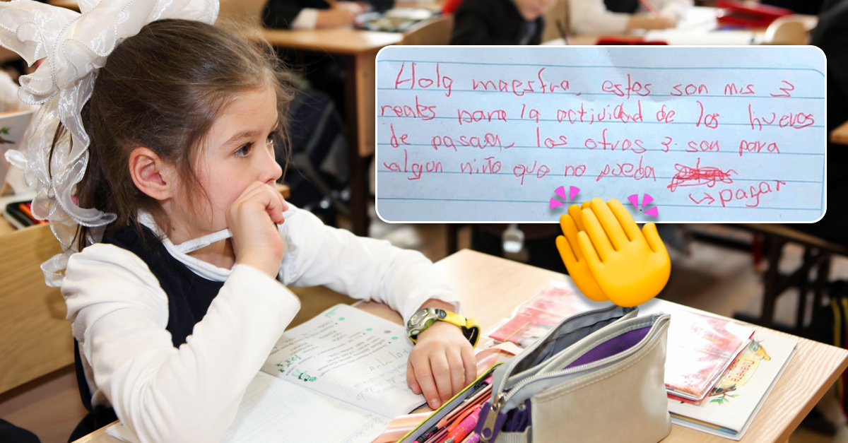 Girl helps her friend and tells the teacher: “he has no money, I will pay for him”