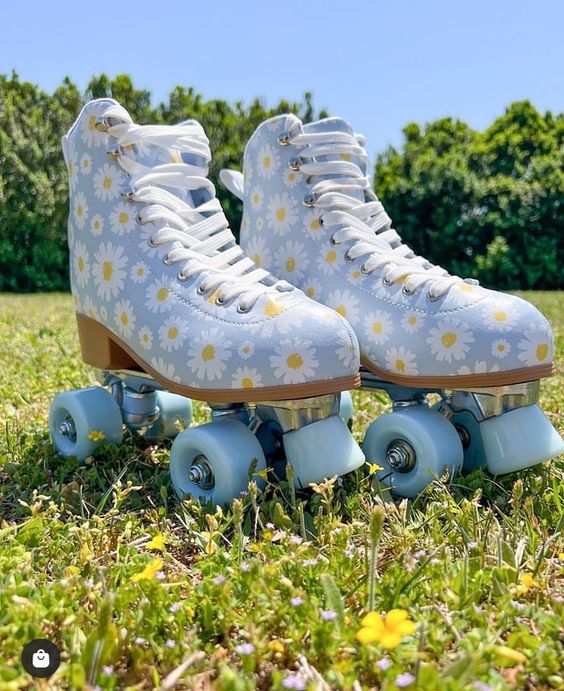 skates with daisies;  ;Pairs of skates to take a spin aesthetic