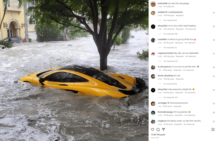 Huracán IAN arrastró un coche McLaren valuado en 1 millón de dólares