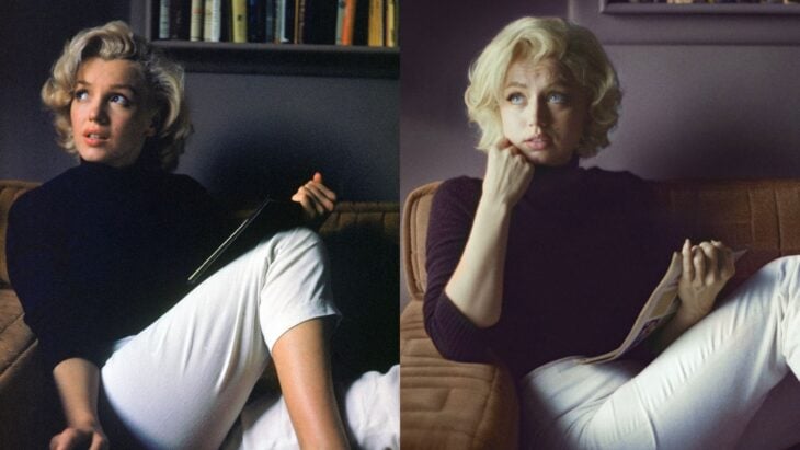 imagen comparativa de Marilyn Monroe con la actriz Ana de Armas 