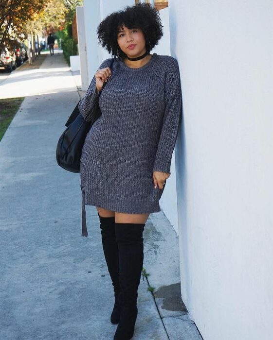 autumn outfit curvy sweater dress