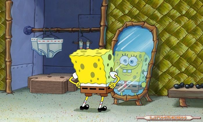 spongebob in the mirror