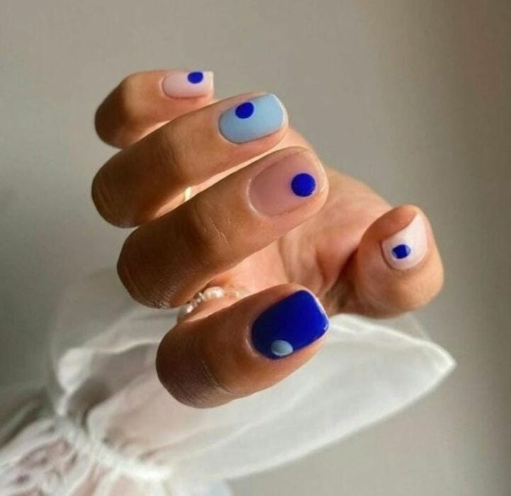 blue confetti nails