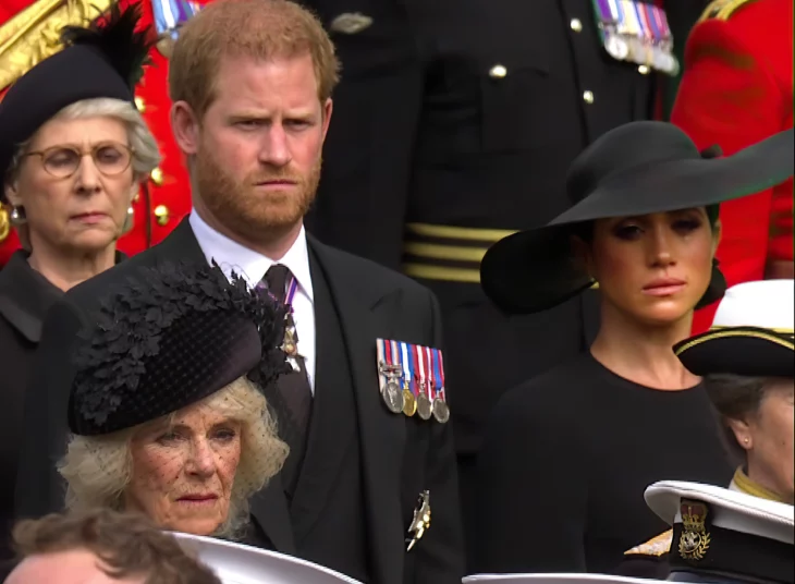 Meghan Markle y Harry en el funeral de la reina Isabel II