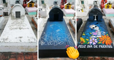¡Enchula tumbas! Chico transforma la tumba de su abuelita en una verdadera obra de arte