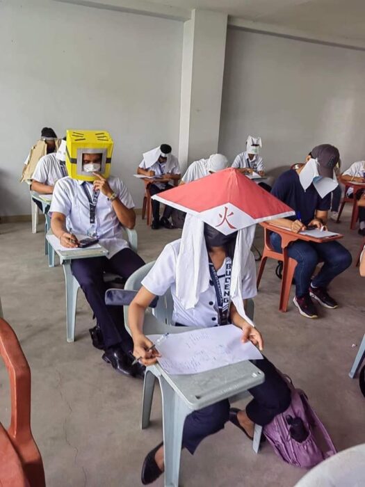 Maestra pide sombreros anticopiones a sus alumnos y se hacen virales los creativos diseños 