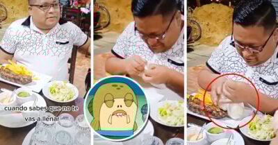 Hambre nivel: Se lleva una bolsita con arroz al restaurante para completar su comida y llenarse