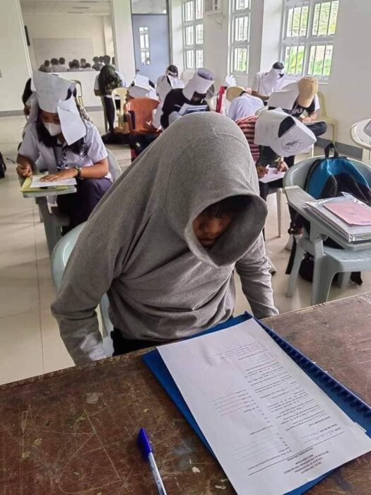 Maestra pide sombreros anticopiones a sus alumnos y se hacen virales los creativos diseños 