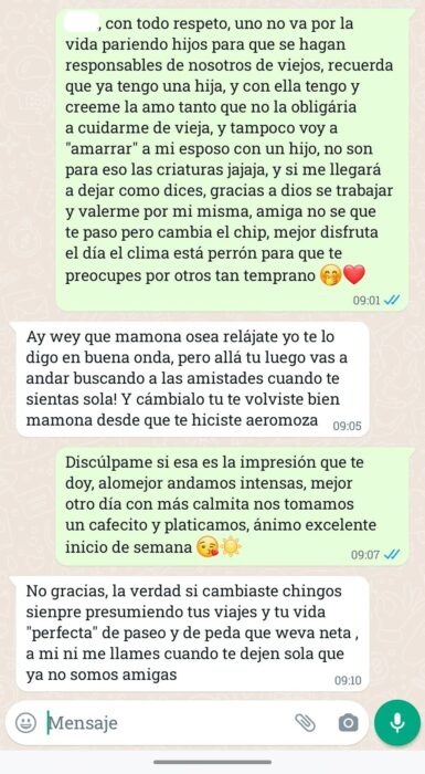 Mujer expone a su amiga tóxica que la criticó por no tener más hijos