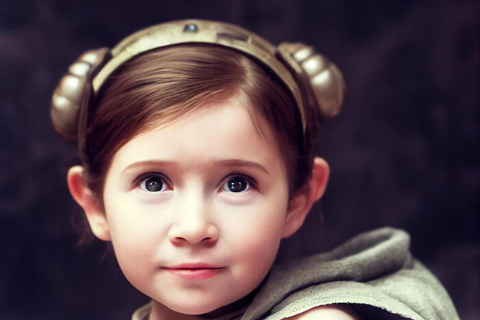 Princesa Leia; Artista utiliza Inteligencia Artificial y convierte personajes de la cultura pop en niños