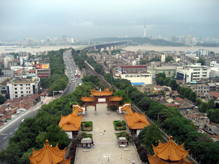 Fotografía del distrito de Hanyang, en la ciudad Wuhan, China 