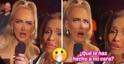 Adele reacciona sorprendida al filtro que una fan le puso en la cara durante un concierto