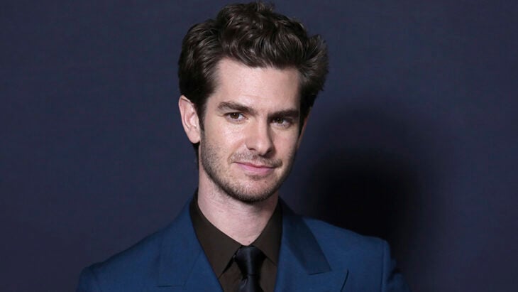 Andrew Garfield in a blue suit 