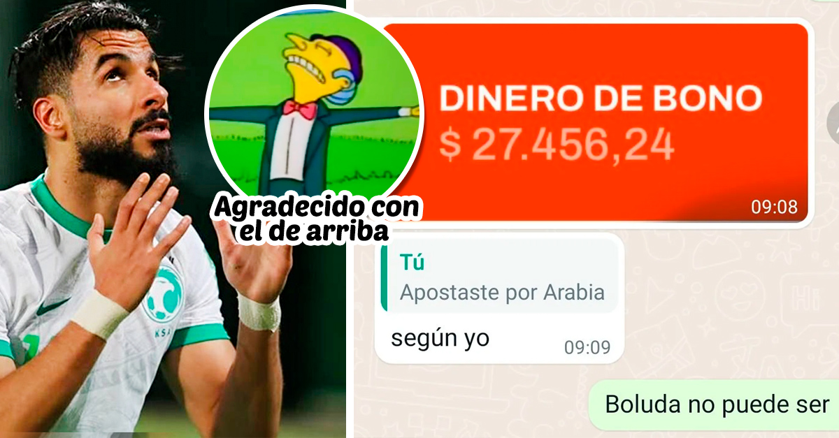 Luck level: You mistakenly bet on Saudi Arabia and won $1,300