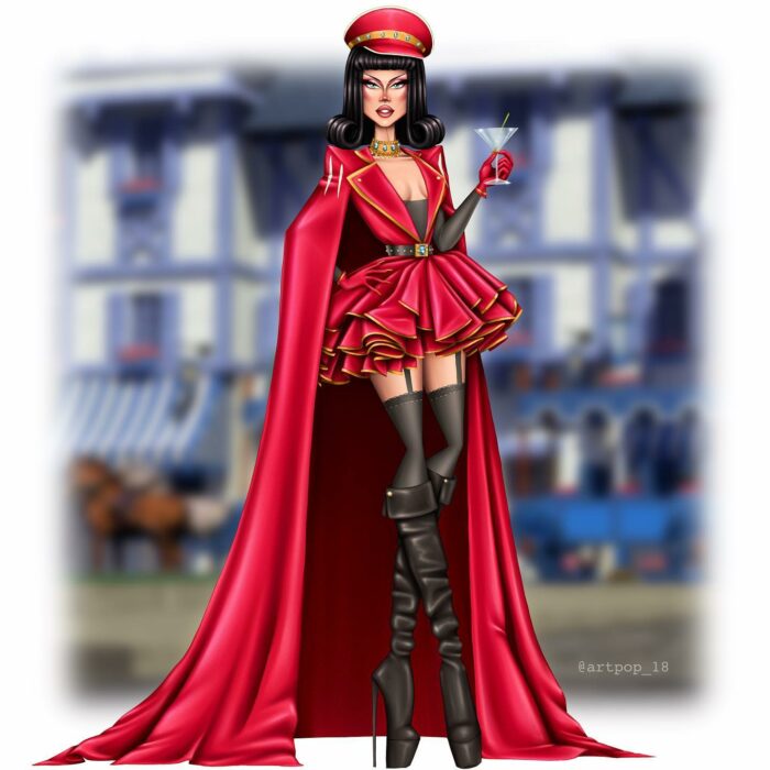 imagen que muestra al personaje de Lord Farquaad ilustrado como una Drag Queen 