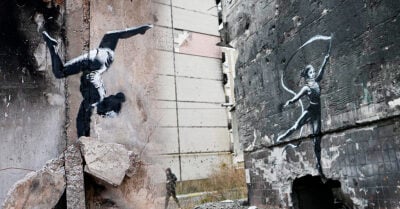 Banksy reaparece con obra en edificio destruido por guerra en Ucrania