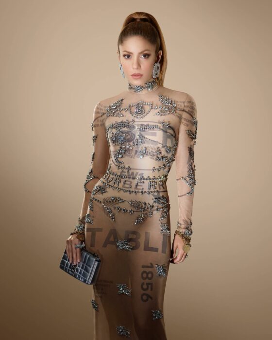 Image of Shakira posing in a dress for the Burberry Festival