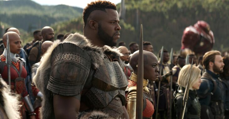 Escena de la tribu Jabari donde aparece el lider M'Baku a punto de luchar contra el ejército de Thanos en la película Avengers: Infinity War 