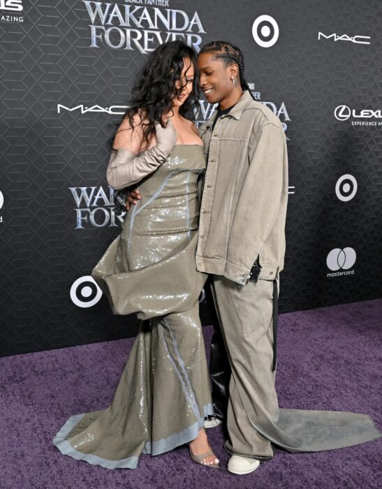 Rihanna y A$AP Rocky en el estreno en Hollywood de Black Panther 2