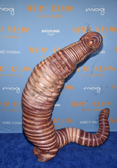 Heidi Klum surprises with a grotesque worm costume for Halloween